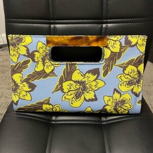 Blue Clutch with yellow flowers
